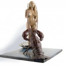 Léda au homard  Sculpture bronze 40cm