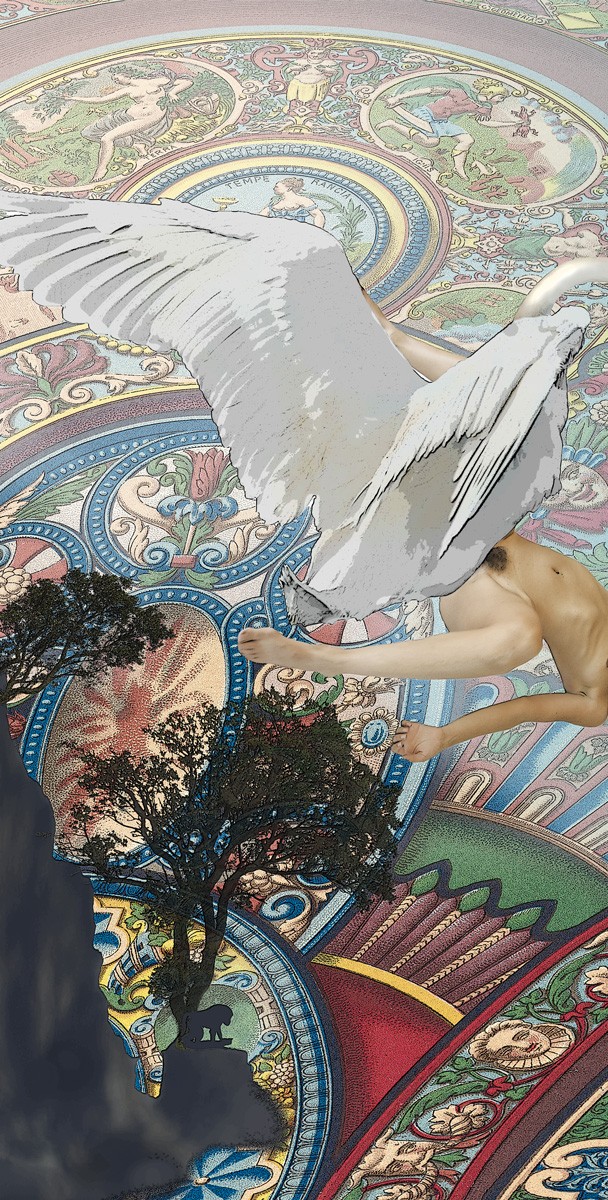 Léda au cygne  Photocomposition 100X100cm
