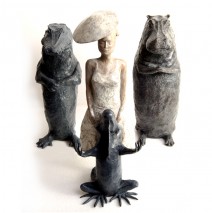 St Michel et les prêtres   sculpture 3 bronzes 40cm