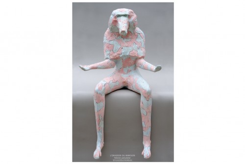 L’oraison du babouin Sculpture résine polyester 97cmX55cmX40cm