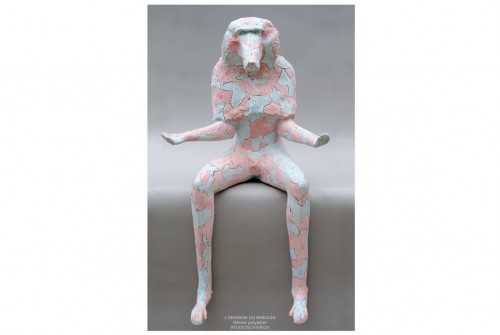 L’oraison du babouin Sculpture résine polyester 97cmX55cmX40cm